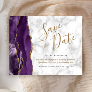 Papier Budget Purple Gold Agate Marble Enregistrer la dat