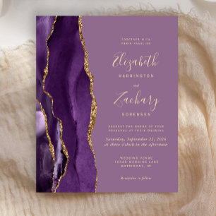 Papier Budget Purple Gold Agate Mauve Faire-part de maria