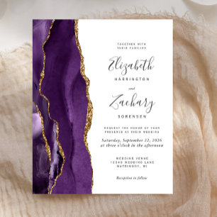 Papier Budget Purple Gold Agate Moderne Faire-part de mar