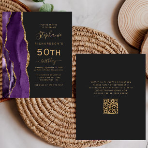 Papier Budget Purple Gold Agate QR Code 50e anniversaire