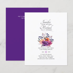Papier BUDGET Purple Orange Floral Mariage Inviter