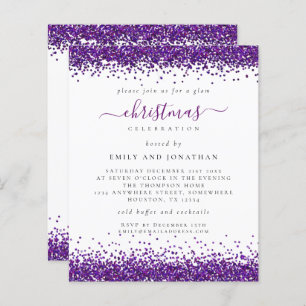 Papier Budget Purple Parties scintillant Noël Invitation 