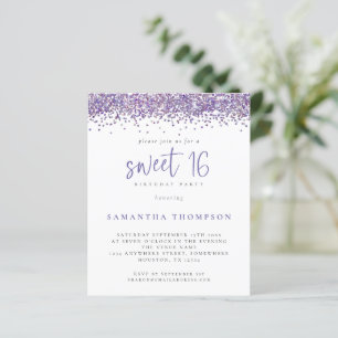 Papier Budget Purple Parties scintillant Sweet 16 Invitat