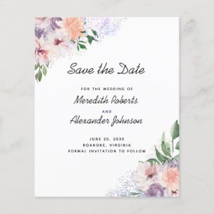 Papier Budget Purple Peach Floral QR Code Enregistrer la 