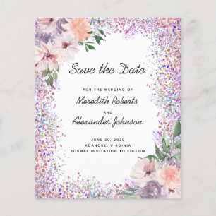 Papier Budget Purple Pêche Parties scintillant florale En