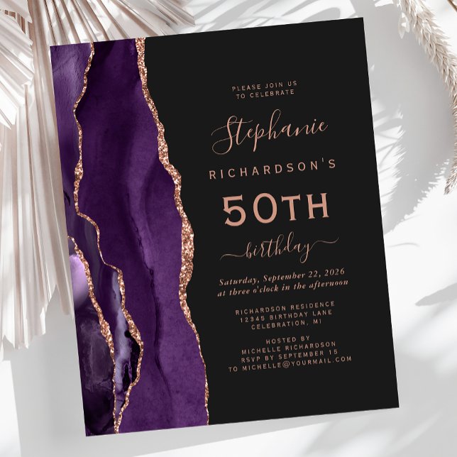 Papier Budget Purple Rose Gold Agate Dark 50e anniversair (Créateur téléchargé)