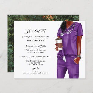 Papier Budget Purple Scrubs Infirmière Photo Invitation