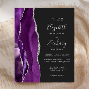 Papier Budget Purple Silver Agate Dark Faire-part de mari