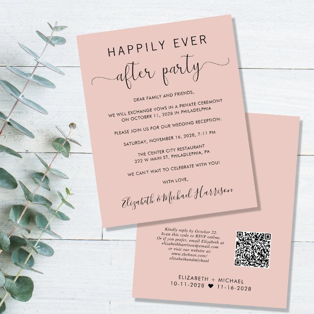 Papier Budget QR Code Blush Mariage Réception Invitation (Créateur téléchargé)