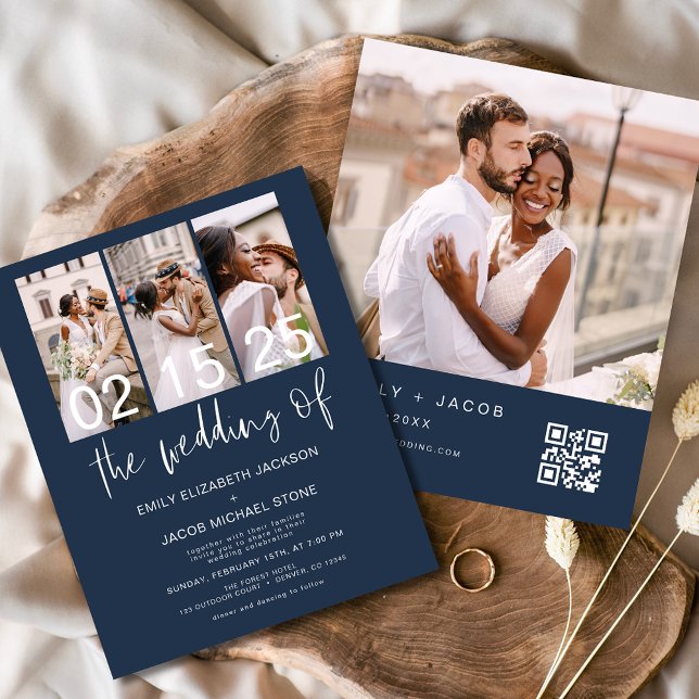 Papier Budget QR Code Calligraphie Faire-part de mariage (Créateur téléchargé)