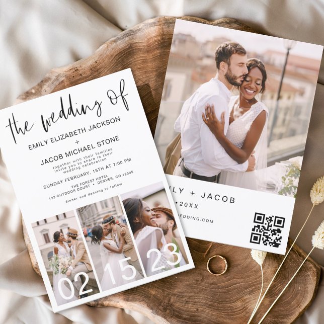 Papier Budget QR Code Calligraphie Faire-part de mariage (Créateur téléchargé)