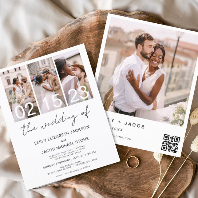 Papier Budget QR Code Calligraphie Faire-part de mariage (Créateur téléchargé)