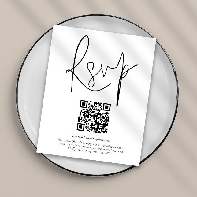 Papier Budget QR Code de mariage de script RSVP (Créateur téléchargé)