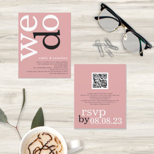 Papier BUDGET QR code Dusty Rose Texte Mariage Invitation