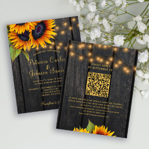 Papier Budget QR code faire-part de mariage de tournesol