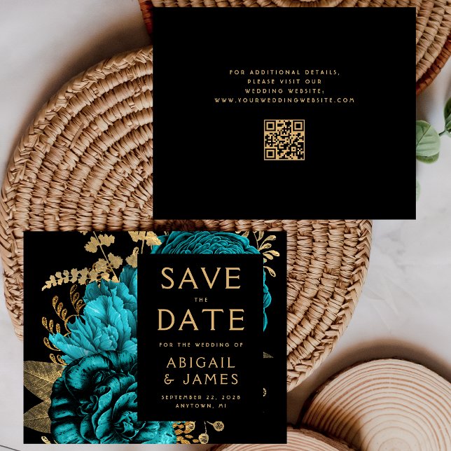 Papier Budget QR Code Floral Mariage Turquoise Enregistre (Créateur téléchargé)