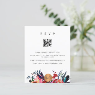 Papier Budget QR CODE florale élégante invitation RSVP