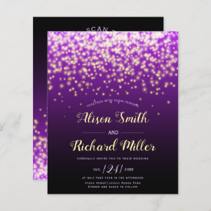 Papier BUDGET QR code Lights violet faire-part de mariage