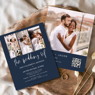Papier Budget QR Code Marine Faire-part de mariage bleu m