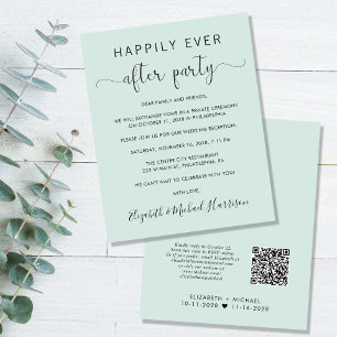 Papier Budget QR Code Mint Mariage Réception Invitation