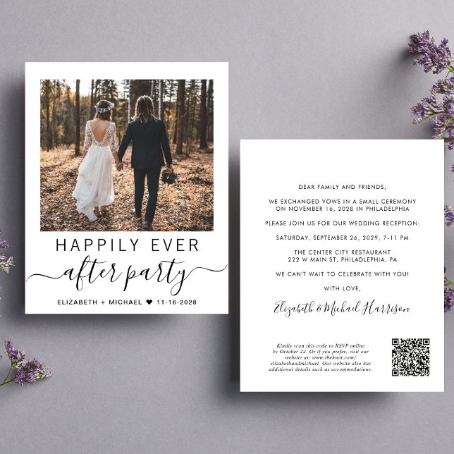 Papier Budget QR Code Photo Mariage Réception Invitation (Upload you photo and input your wedding website address to create a QR code)