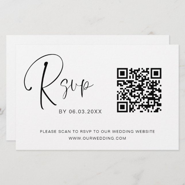 Papier Budget QR Code RSVP Mariage (Devant / Derrière)