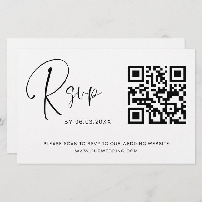 Papier Budget QR Code RSVP Mariage (Devant / Derrière)