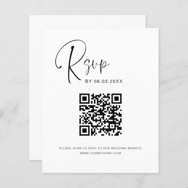 Papier Budget QR Code RSVP Mariage (Devant / Derrière)