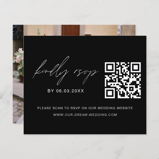 Papier Budget QR Code RSVP Mariage photo (Devant / Derrière)