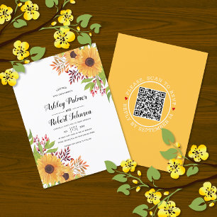 Papier BUDGET QR code RSVP tournesols faire-part de maria