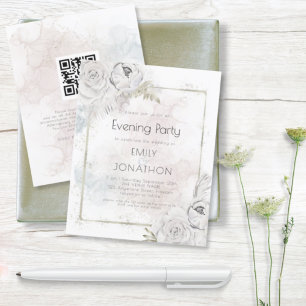 Papier Budget QR Floral Aquarelle Mariage Soirée Invitati