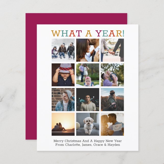 Papier BUDGET Quelle année photo Noël année en revue (Devant / Derrière)