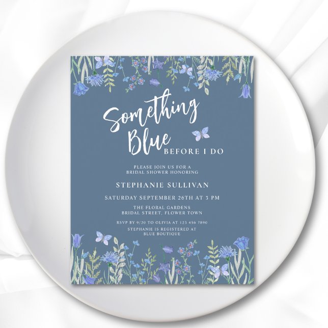 Papier Budget Quelque Chose Blue Bridal Shower Invitation (Créateur téléchargé)