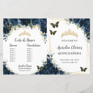 Papier Budget Quinceañera 15 Marine Floral Padrinos Progr