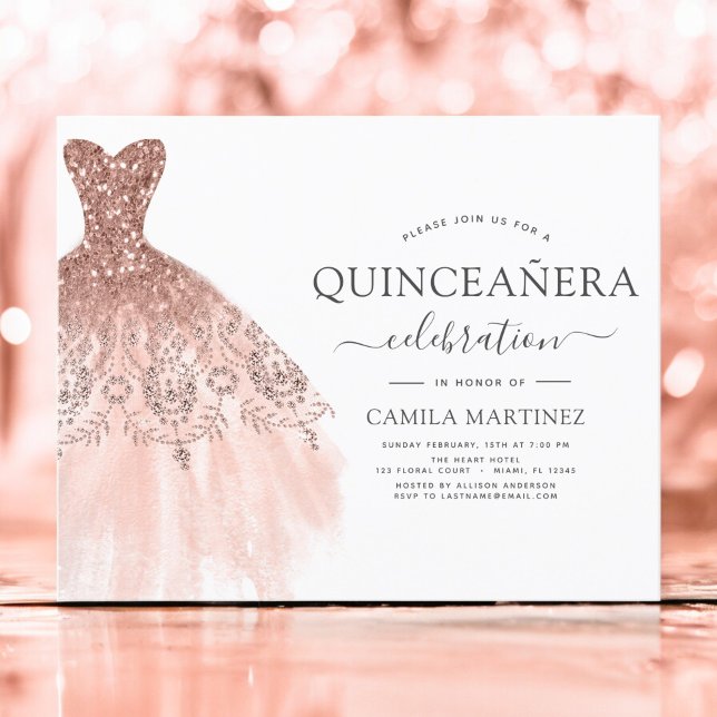 Papier Budget Quinceanera Blush Pink - Parties scintillan (Créateur téléchargé)