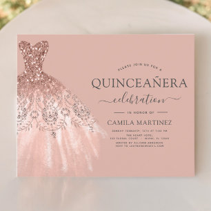 Papier Budget Quinceanera Blush Pink Parties scintillant