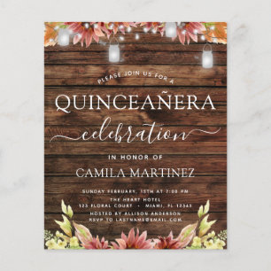 Papier Budget Quinceanera Bois rustique Fleurs de soleil