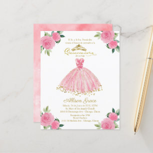 Papier Budget Quinceanera Invitation Espagne rose Gown