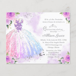 Papier Budget Quinceanera Invitation Espagnol Coloré
