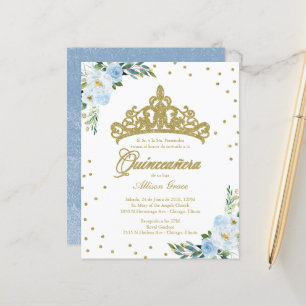 Papier Budget Quinceanera Invitation Espagnol Gold Tiara