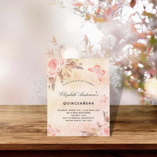 Papier Budget Quinceanera invitation papillon Pampas