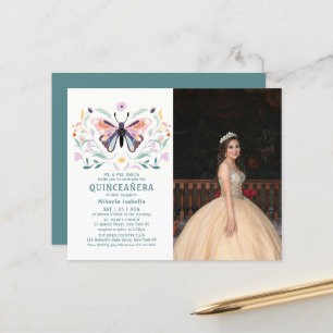 Papier Budget Quinceañera Papillon rose Photo Floral