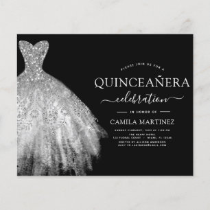 Papier Budget Quinceanera Parties scintillant noire et ar