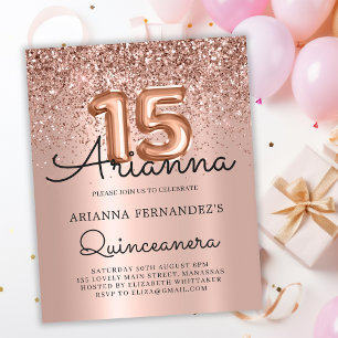 Papier Budget Quinceañera Rose Or 15e anniversaire Invita