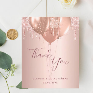 Papier Budget Quinceanera rose or blush Merci