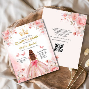 Papier Budget Quinceañera Rose Pâle Floral Papillon
