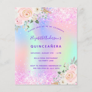 Papier Budget Quinceanera rose violet parties scintillant