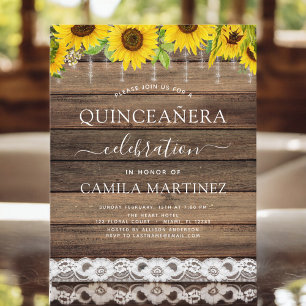 Papier Budget Quinceanera tournesol Invitation rustique