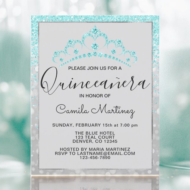 Papier Budget Quinceanera Turquoise Blue Girl Parties sci (Créateur téléchargé)