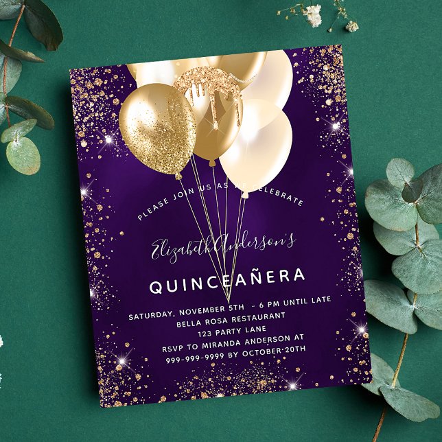 Papier Budget Quinceanera violet or parties scintillant b (Créateur téléchargé)